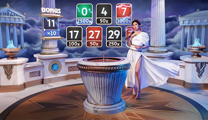 Gates of Olympus Roulette игровой стол с Lucky Numbers и подсвеченными множителями
